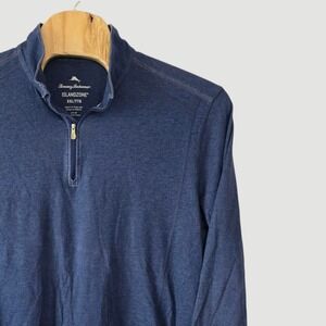 Tommy Bahama IslandZone XXL Blue Long Sleeve 1/4‎ Zip UPF 30 Pullover Shirt Mens